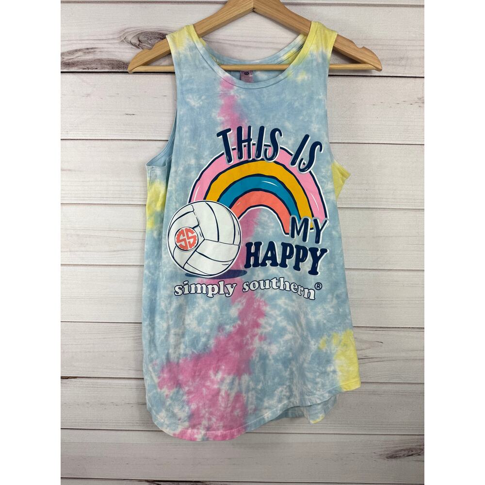 Simply Southern Volleyball Tank Top Tie Dye Size M
